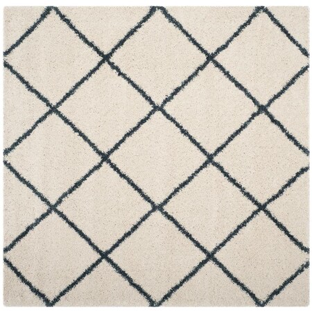 Flowers First 7 x 7 ft. Square Hudson Shag Power Loomed Rug, Ivory & Slate Blue FL1881776